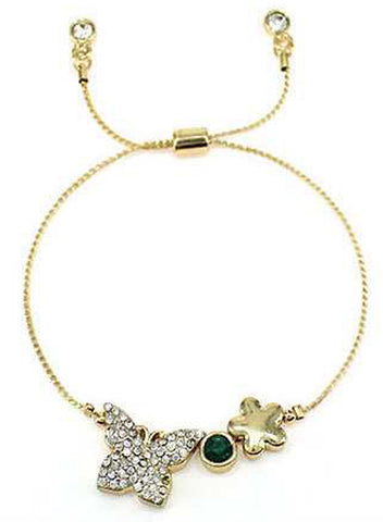 Butterfly Garden Theme Crystal encrusted Element Sliding Knot Adjustable Bracelet