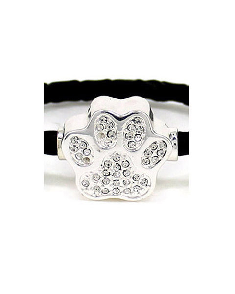 Dog Paw Print Crystal Magnetic Cord Bracelet "If you love puppies" by Jewelry Nexus