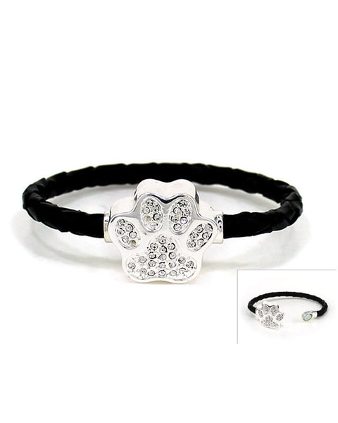 Dog Paw Print Crystal Magnetic Cord Bracelet "If you love puppies" by Jewelry Nexus
