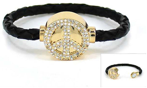 Peace Rhinestone Magnetic Cord Bracelet May peace be within you. May your heart be strong