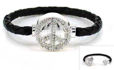 Peace Rhinestone Magnetic Cord Bracelet May peace be within you. May your heart be strong