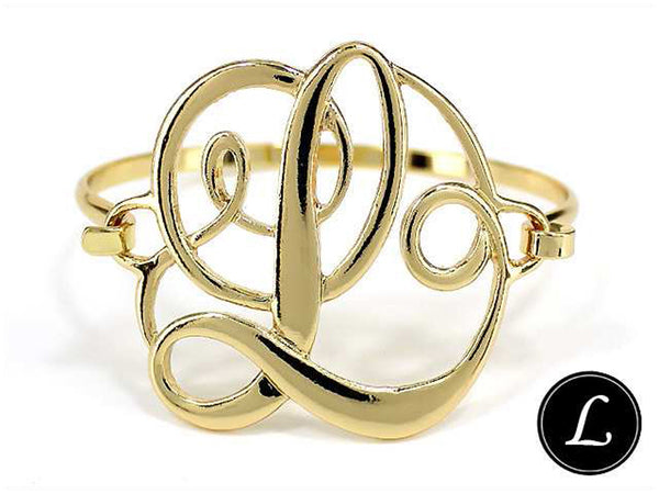 Monogram Filigree Designer Gold-tone Wire Bracelet by Jewelry Nexus
