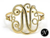 Monogram Filigree Designer Gold-tone Wire Bracelet by Jewelry Nexus