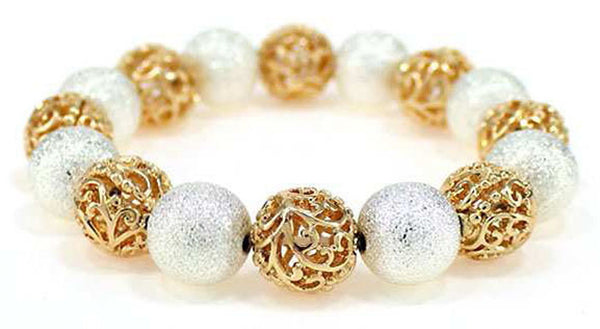 Designer Textured Ball Filigree Stretch Bracelet by Jewelry Nexus