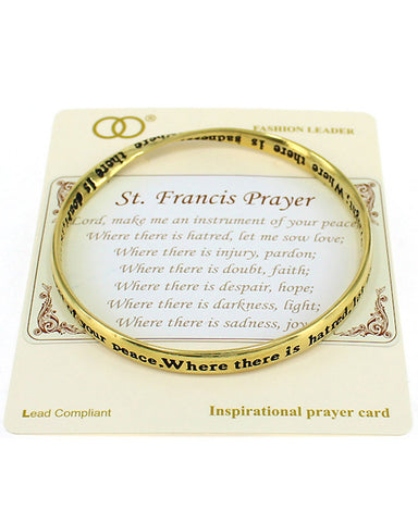 St. Francis Prayer Engraved Twist Bangle Inspirational Bracelet with Prayer Card by Jewelry Nexus
