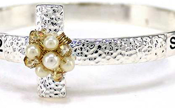 Colossians 3:2 Prayer Imitation Pearl Crystal Bracelet Set minds on things above not earthly things