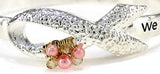 Hammered Pink Ribbon Bracelet Imitation Pearl & Crystal Never lose infinite hope