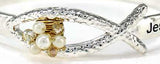 Ichtus Prayer Engraved with Imitation Pearl & Crystal Bracelet 