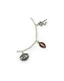 Silver-tone and Red Football Theme Charm Bracelet by Jewelry Nexus Star Player Helmet Quarterback