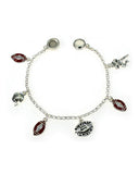 Silver-tone and Red Football Theme Charm Bracelet by Jewelry Nexus Star Player Helmet Quarterback