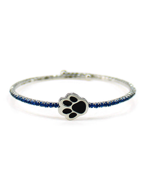 Dog Paw Wire Wrap Swarovski Elements Crystal Cuff Bracelet by Jewelry Nexus