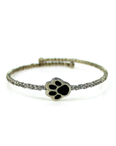 Dog Paw Wire Wrap Swarovski Elements Crystal Cuff Bracelet by Jewelry Nexus