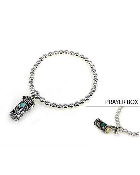 A Prayer for my Mother in a Turquoise Box Stretch Antique Inspirational Bracelet - Jewelry Nexus