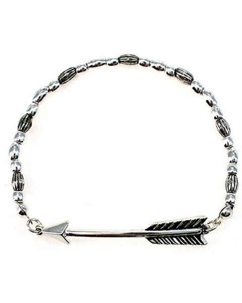 Sideways Horizontal Arrow Stretch Bead Charm Bracelet by Jewelry Nexus