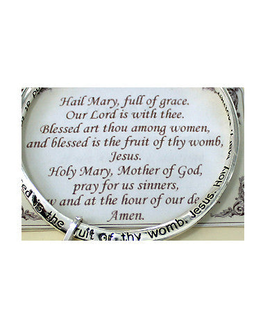 Inspirational "Hail Mary Full Of Grace…." Engraved Bracelet with Mother Mary Charm - Jewelry Nexus