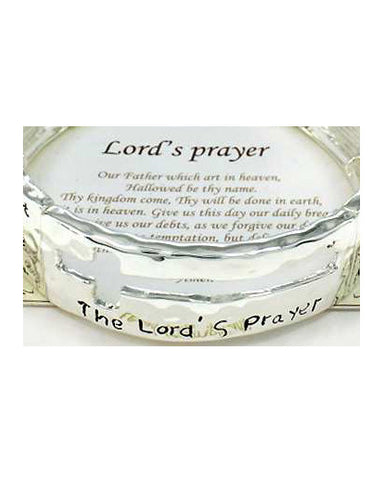 Lord's Prayer Engraved Hammered Stretch Bracelet "Our Father which art In Heaven…"- Jewelry Nexus