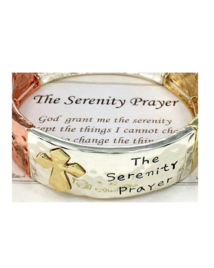 Serenity Prayer Engraved Hammered Stretch Bracelet "God grant me the Serenity to .…"- Jewelry Nexus