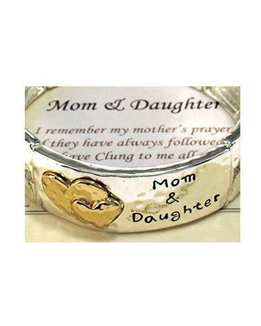 Mom & Daughter Araham Lincoln Inspired Mothers Prayer Hammered Stretch Bracelet - Jewelry Nexus