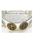 Prayer to St. Benedict Inspirational Engraved Hammered Stretch Bracelet  - Jewelry Nexus