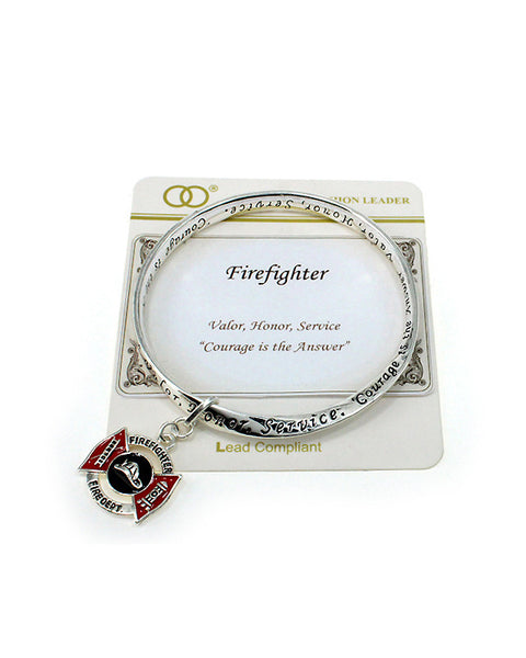 Firefighter Inspirational Bracelet , Valor, Honor, Service "Courage is the Answer" - Jewelry Nexus