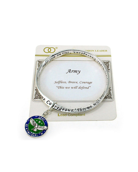 Army Inspirational Bangle Bracelet, Selfless, Brave, Courage "This We Will Defend" - Jewelry Nexus