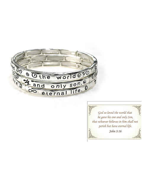 God So Loved The World That? John 3:16 Inspirational Religious Engraved Bracelet by Jewelry Nexus