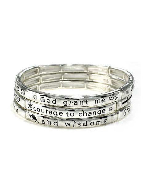 Serenity Prayer Engraved Multi Layer Stretch Bracelet "God grant me the Serenity …."- Jewelry Nexus