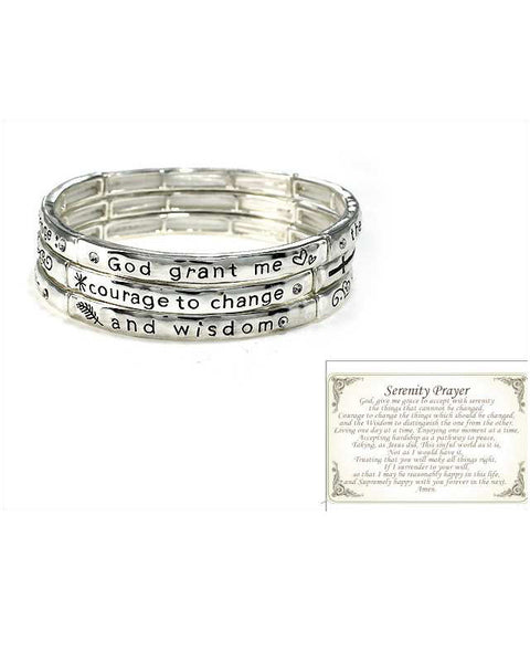 Serenity Prayer Engraved Multi Layer Stretch Bracelet "God grant me the Serenity …."- Jewelry Nexus