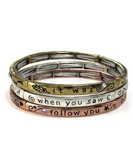 "Footprints in the Sand.." Matthew 8:19 Inspirational Multi Layer Stretch Bracelet - Jewelry Nexus