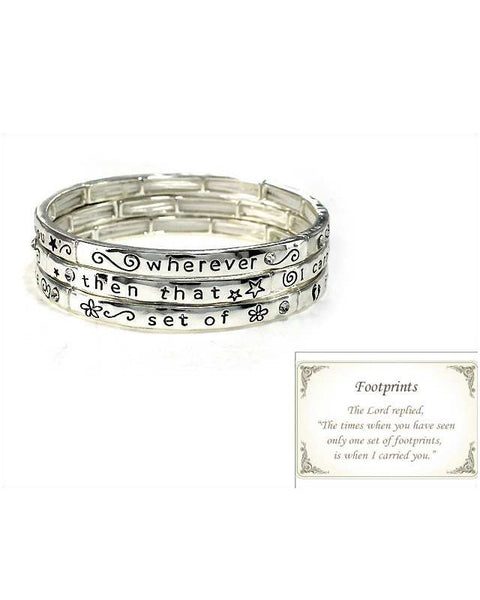 "Footprints in the Sand.." Matthew 8:19 Inspirational Multi Layer Stretch Bracelet - Jewelry Nexus