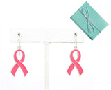 Pink Ribbon Double Sided Dangle Earrings - Jewelry Nexus