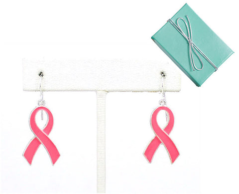 Pink Ribbon Double Sided Dangle Earrings - Jewelry Nexus