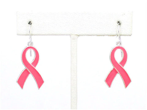 Pink Ribbon Double Sided Dangle Earrings - Jewelry Nexus