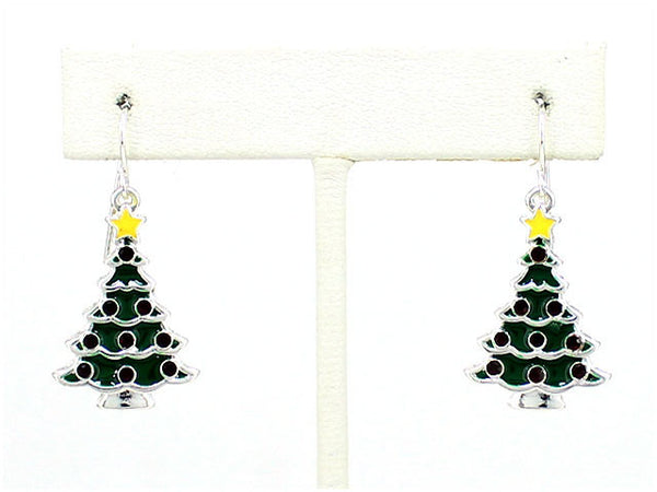 Christmas Tree Yellow Star Fashion Earrings by Jewelry Nexus
