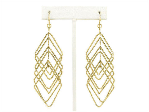 Rhomboid Shaped French Wire Dangle Drop Earrings by Jewelry Nexus