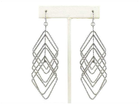 Rhomboid Shaped French Wire Dangle Drop Earrings by Jewelry Nexus