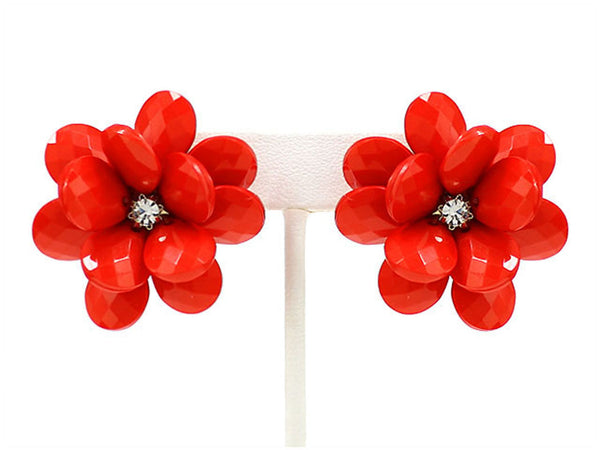 Rhinestone Cut Flower Stud Earrings by Jewelry Nexus