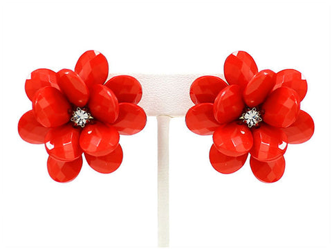 Rhinestone Cut Flower Stud Earrings by Jewelry Nexus