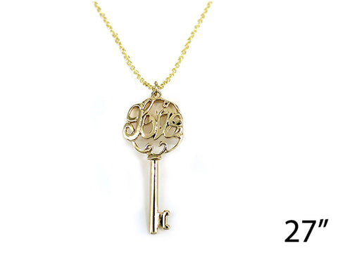 LOVE MONOGRAM 27" Key Long Strand Pendant Necklace by Jewelry Nexus
