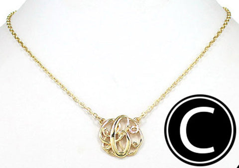 Initial Monogram 16" Gold-tone Necklace by Jewelry Nexus
