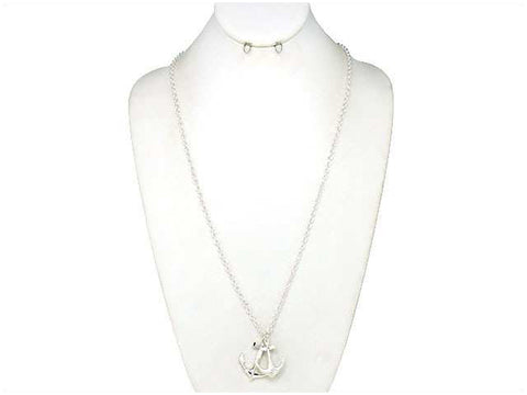 Nautical Theme Anchor with Rhinestone Element 27" Pendant Necklace  by Jewelry Nexus