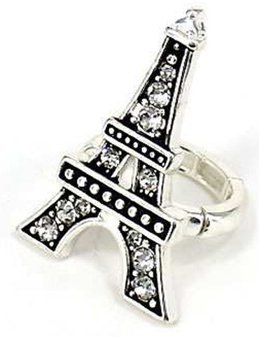 Crystal Eiffel Tower with Crystal Elements Paris Theme Stretch Ring by Jewelry Nexus