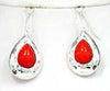 Orange Tear Drop Hammered Epoxy Stone and Crystal 18" Necklace Set with Earrings Jewelry Nexus