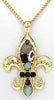 Hammered Fleur De Lis Epoxy Stone & Crystal Necklace & Earring Set By Jewelry Nexus