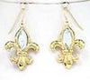 Hammered Fleur De Lis Epoxy Stone & Crystal Necklace & Earring Set By Jewelry Nexus