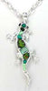 Green Lizard Hammered Epoxy Stone and Crystal 18" Necklace Set with Earrings Box by Jewelry Nexus