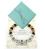 Courage Fearless Brown Glass & Dice Bead Silver-tone Stretch Bracelet - Jewelry Nexus