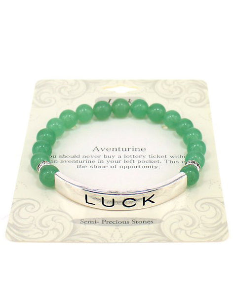 Mint Green Aventurine Semi Precious Stone Luck & Opportunity ID Bead Bracelet by Jewelry Nexus