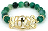 "Love" French Script Glass Bead Stretch Gold-tone Bracelet - Jewelry Nexus