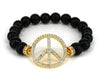 Gold-tone Peace Sign with & Bead Stretch Bracelet - Jewelry Nexus